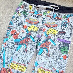 Marvel Mens Gray Avengers Comic Book Jogger Style Sleep Pants Pajama Bottoms S